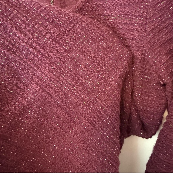 Maison Jules Deep Purple/Burgundy Knit Mini Dress with Gold Sparkles Size M - Picture 7 of 9